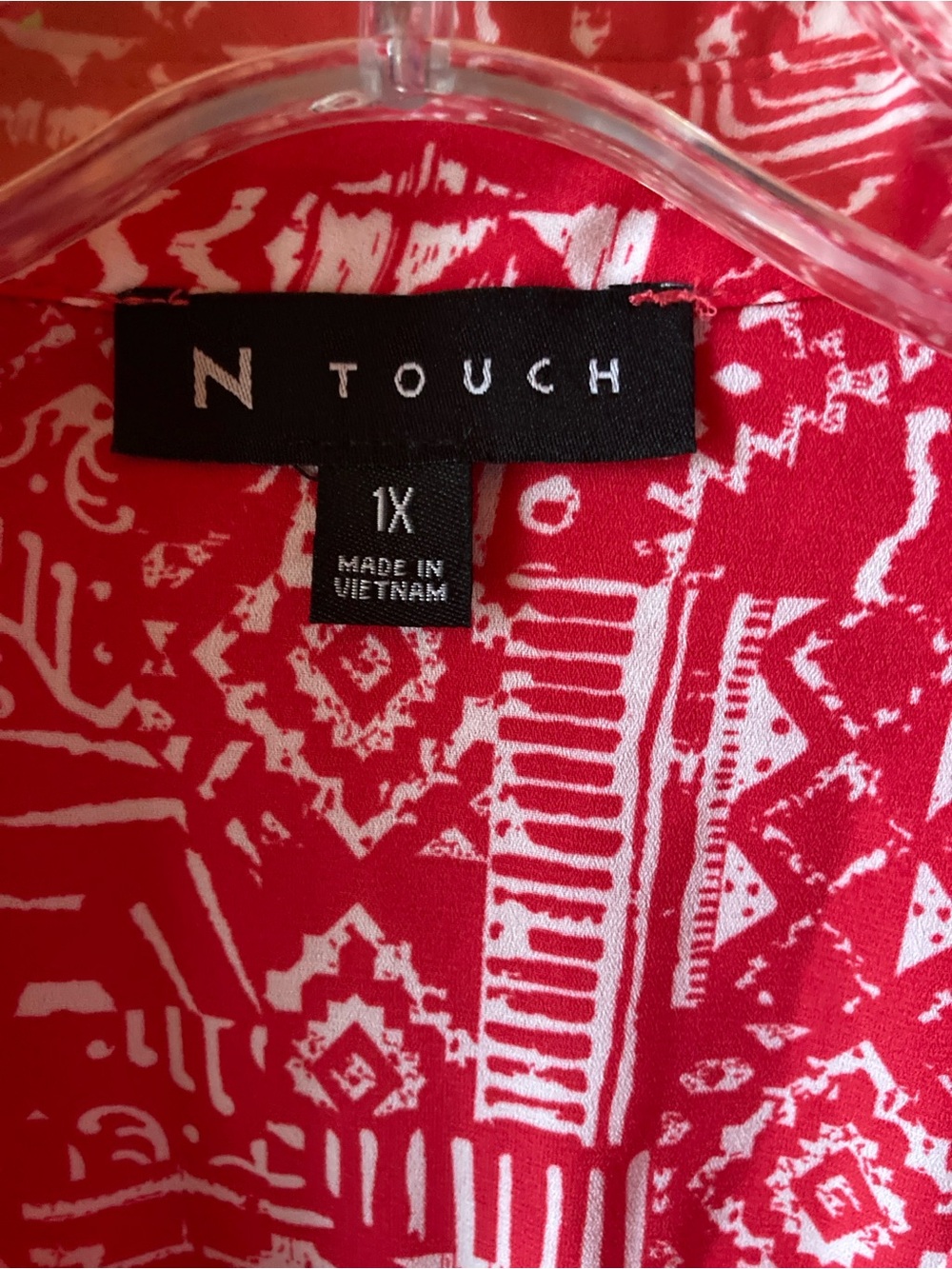 NTouch Size 1X pink white patterned elbow length sleeve shirt - Picture 2 of 7